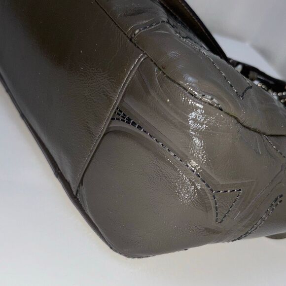 COACH F18326 Signature Gallery Stitch Patent C logo Leather Gray Tote Bag - Picture 10 of 14